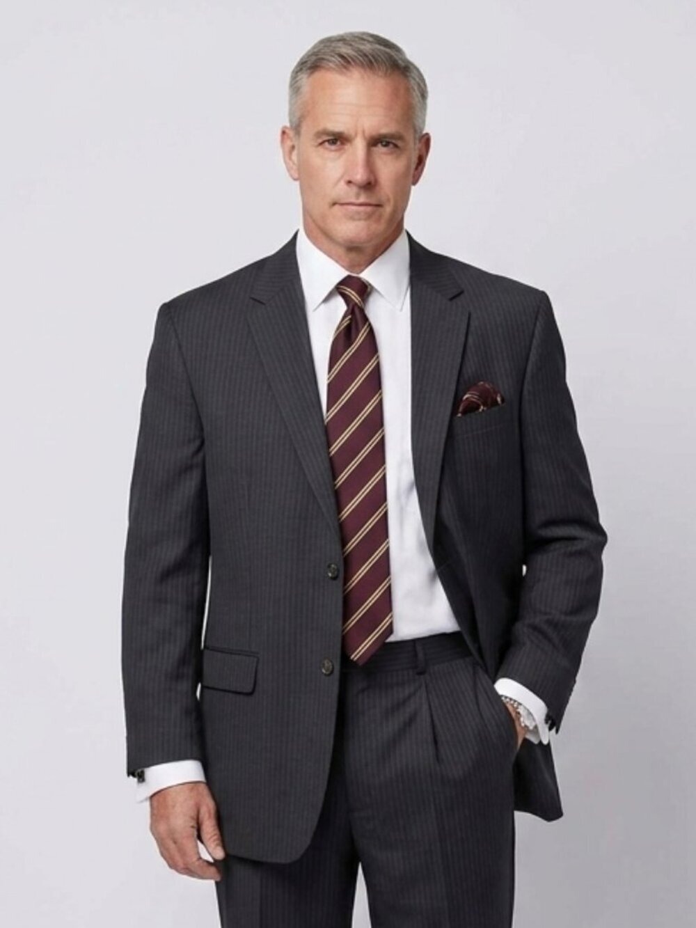 Chaps Grey Pinstripe Blazer 100% Wool
